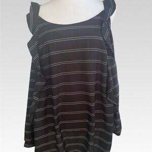 Chico's Black and White Striped Ruffle Blouse size 4